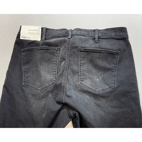 NWT Gap 1969 Womens True Skinny Jeans Sze 33 Black Denim  Mid Rise Ankle Lace Up - Picture 10 of 11